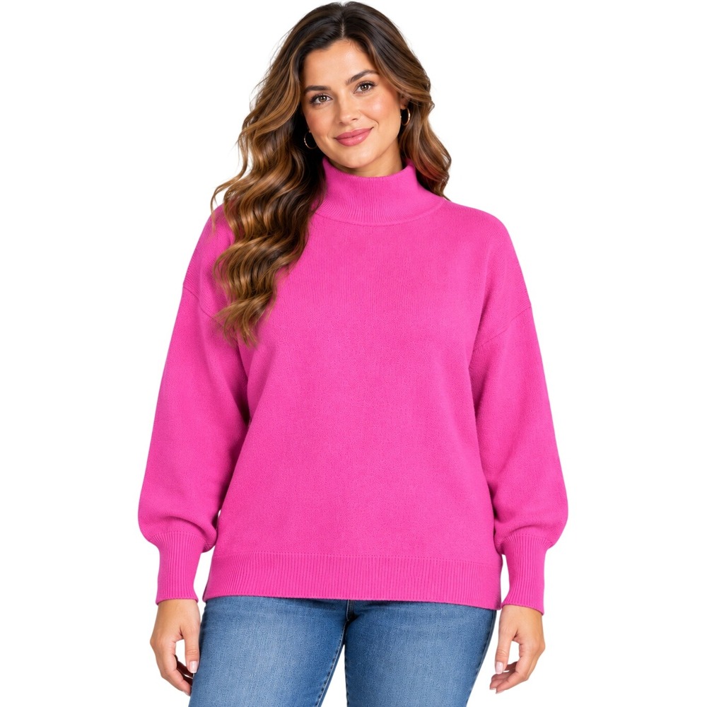 Free People Ottoman Slouchy Tunic Sweater Pink Mock Neck Oversized XS/S